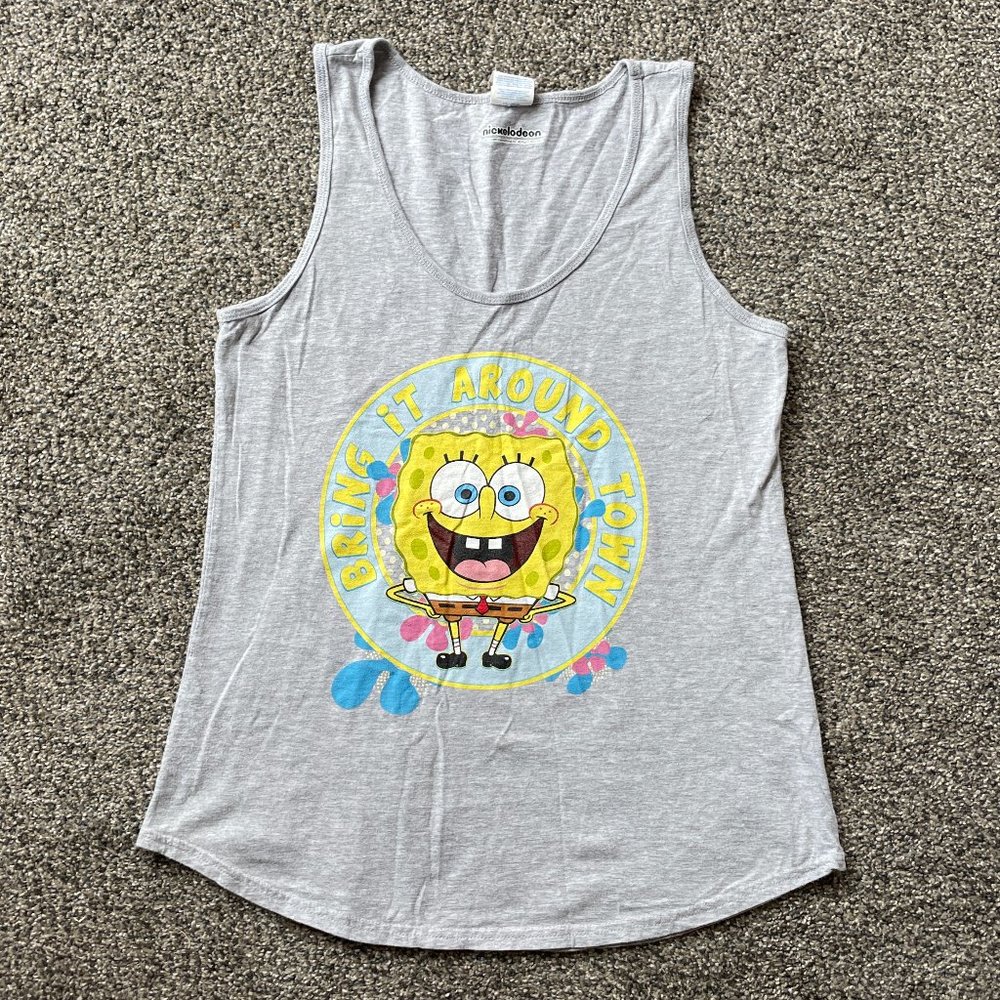 Like new! Sponge Bob "Bring it around town" gray women's tank - M